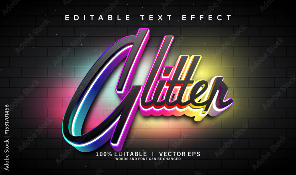 Poster glitter vector text effect with modern style design