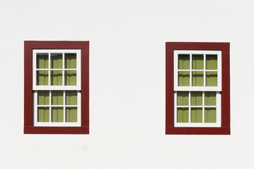 Colourful colonial style windows