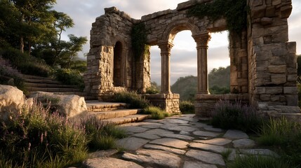 Ancient stone ruin nestled in nature
