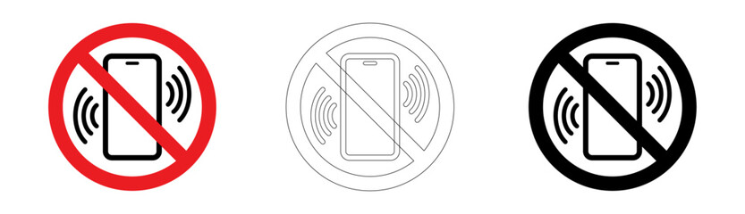 Prohibition signs no activated mobile phones in vector format