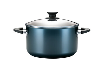 Premium Teal Cookware: Durable Pot with Glass Lid on transparent background png