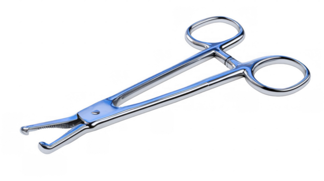 Close up of retractors opening skin and muscles during a surgical operation, isolated on a transparent background, emphasizing precision and medical intervention - Powered by Adobe