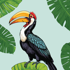 colorful tropical birds vector illustration