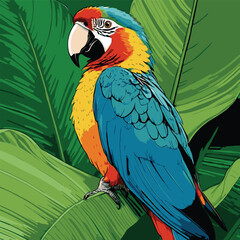 colorful tropical birds vector illustration