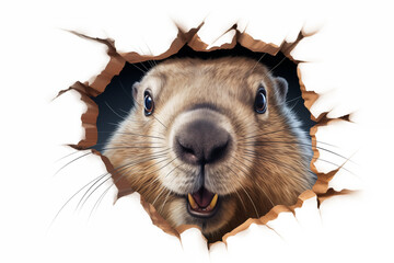 Groundhog Breaking Through Wall: Wildlife Photography on transparent background png