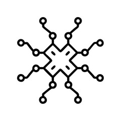 Abstract geometric pattern with interconnected lines and nodes icon