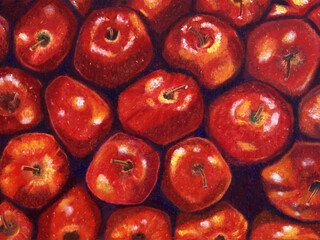 hand painting apples background on holiday season vibes. high resolution illustration for design with a whimsical and enchanting healthy theme