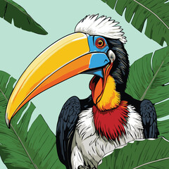 colorful tropical birds vector illustration
