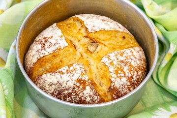 Rustic Italian bread with natural fermentation, real food, ancestral, vintage and homemade artisan food