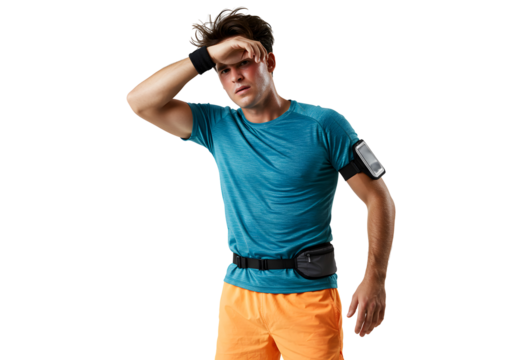 Tired athlete resting after workout intense fitness exercise