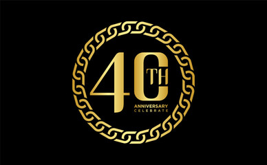 40th anniversary celebration background. with gold numbers on black background