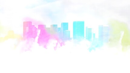 Fototapeta premium Dreamy city skyline in pastel colors