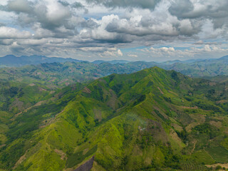 Jungle and mountains in Philippines. Mountain slopes with tropical vegetation. Mindanao.