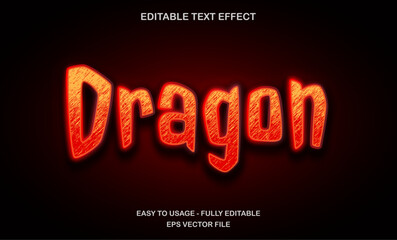 Dragon text, editable text effect template, red neon light effect - movie title style