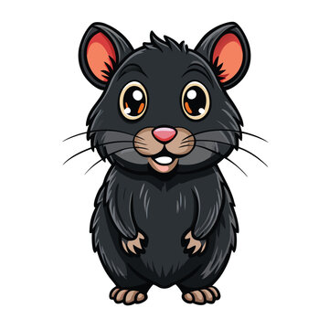 Cute cartoon black rodent