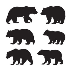 Fototapeta premium Bear silhouette vector graphic illustration set for wildlife animal design and logo template collection