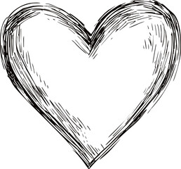 Hand-drawn black lines forming a heart shape, sketch. Vector illustration