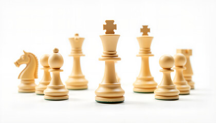 Chess pieces on white background