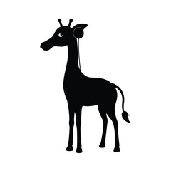 Obraz premium Silhouette of a giraffe wearing headphones listening to music vector illustration.