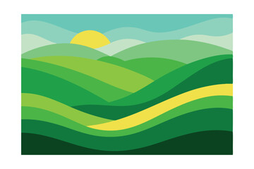 Obraz premium Bright Scenic Poster with Layered Green Hills 