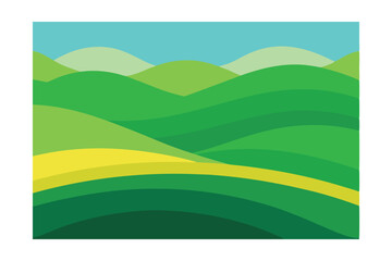 Obraz premium Bright Scenic Poster with Layered Green Hills 