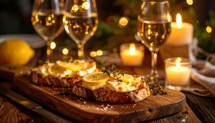 Obraz premium とろけるチーズとレモンのカフェ風トースト