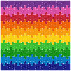 Colorful rainbow puzzle pieces background vector.