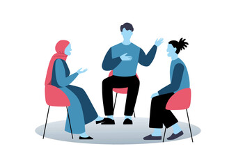 Group Therapy Session People Sitting in a Circle Talking