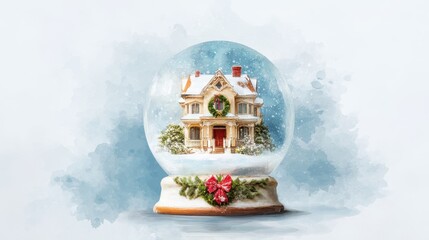 Victorian House Christmas Snow Globe Festive Winter Wonderland Scene