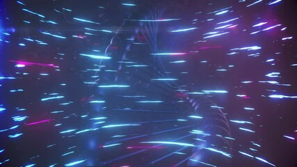 Double-helix appearing, rotating as neon-blue pink-red streaks intensifying revealing framework - Powered by Adobe