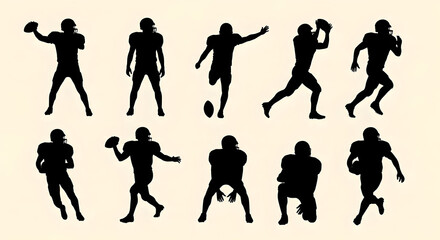 Obraz premium American football player silhouettes action poses