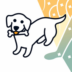 Happy Labrador Retriever Dog with Bone Cartoon Illustration