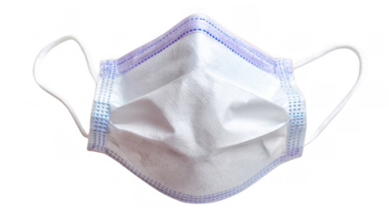 Surgical mask on transparent background preventing infection from virus and bacteria, useful for healthcare professionals and people during pandemic