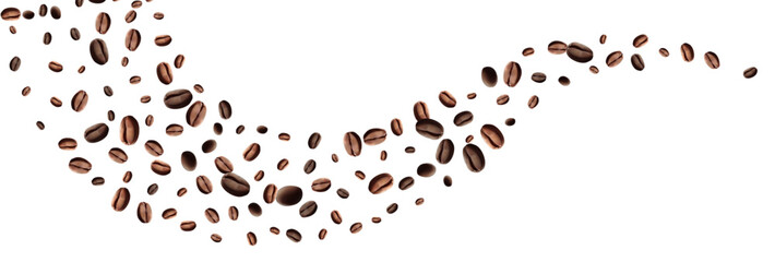 Coffee beans isolated on white background. Wave of Coffee bean background. Vector illustration Mesh gradient wes used