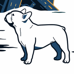 White French Bulldog Illustration, Dog Breed Profile, Side View