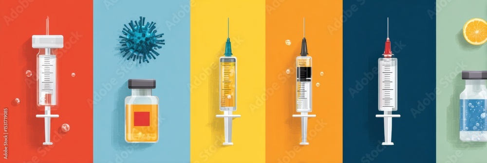Aufkleber visual breakdown of common immunization misconceptions illustrated with syringes and vaccine vials i
