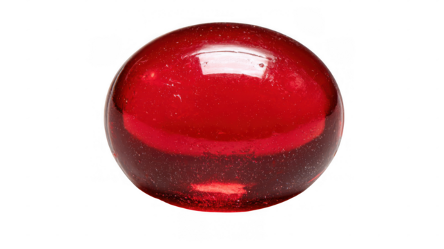Red medicine capsule featuring a glossy finish against a transparent background, offering a bold visual ideal for various pharmaceutical and healthcare related projects