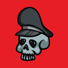 Police skull cartoon vector illustration