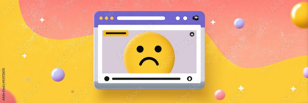 Poster Website Crash Screen Displays Frowning Emoji Highlighting Technical Difficulties in User Experience