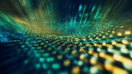 Abstract lights converging towards a horizon