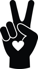 Peace Sign with Heart Icon