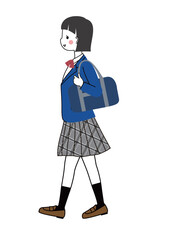 歩いている制服姿の女子学生