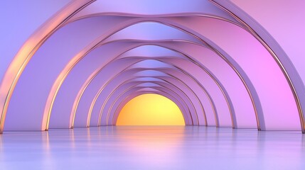 Minimalist Architectural Space With Arched Structures And Soft Gradient Lighting