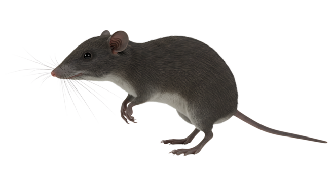 Detailed Render of a Dark Grey Mouse in Profile View