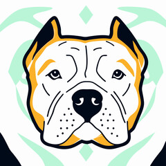 American Staffordshire Terrier Dog Head, Vector Illustration