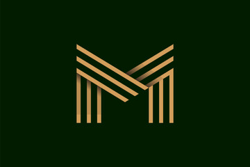 Letter m line art style logo vector image