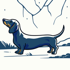 Illustration of a Blue Dachshund Dog