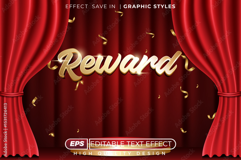 Poster editable 3d vector text effect reward for banner