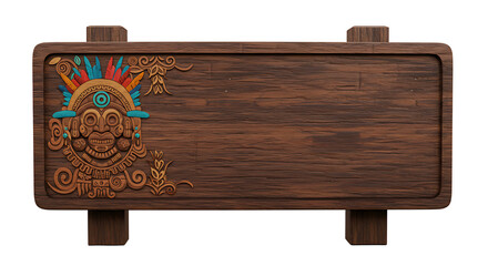 Fototapeta premium Carved wooden sign with cultural design