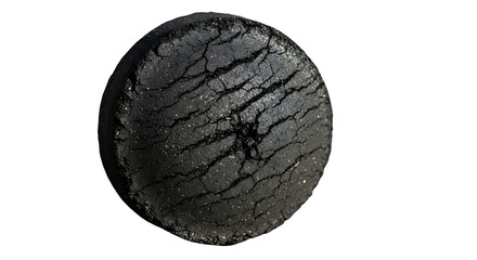 Fototapeta premium Detailed CloseUp of a Cracked Textured Black Charcoal Briquette